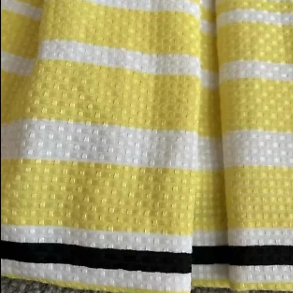 Danny & Nicole‎ Dress 12 Yellow Stripe Pleated Sleeveless Square Neck Fit Flare